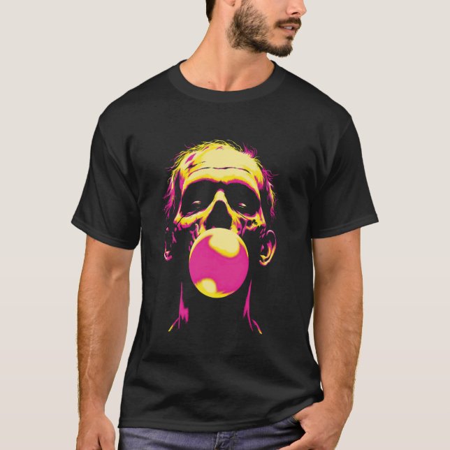 Camiseta Zombie soprando chiclete - Engraçado Halloween de  (Frente)