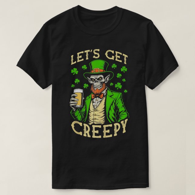 Camiseta Zombie St Patricks Day Beer Engraçada Vamos Ficar  (Frente do Design)