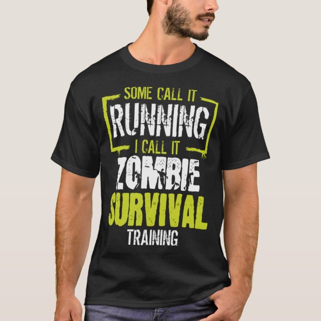Camiseta Zombie Survival Treinando em Curso (Frente)