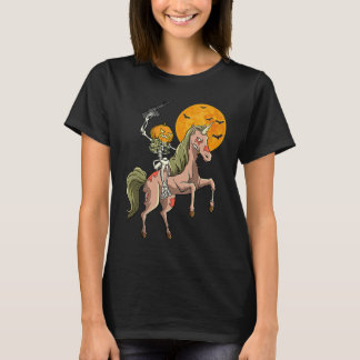 Camiseta Zombie Unicorn caçando esqueleto Halloween Hunter