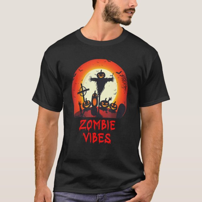Camiseta Zombie Vibes Moonlit Graveyard Scary Kids A (Frente)
