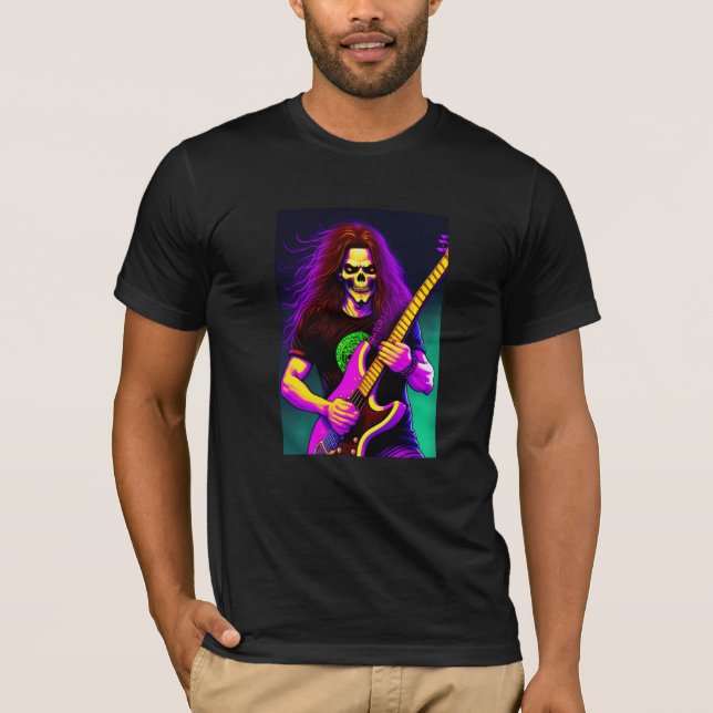 Camiseta Zombie with long hair playing bass guitar  (Frente)