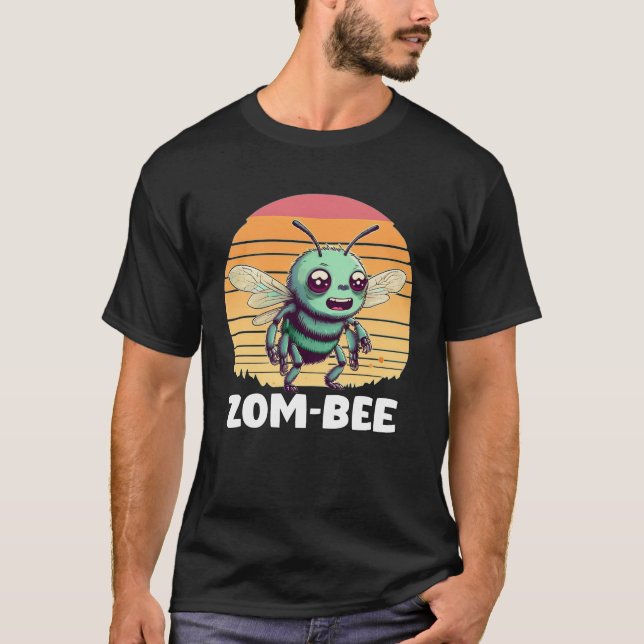 Camiseta Zombie Zom Bee Retro Sunset design (Frente)