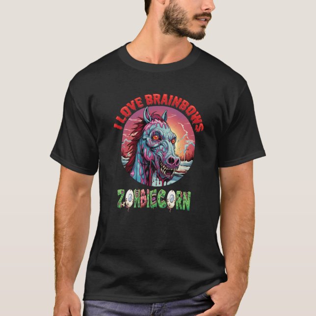 Camiseta Zombiecorn Zombie Unicorn Adoro Brainbows (Frente)