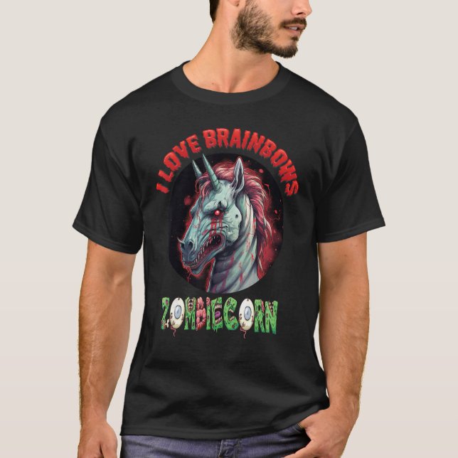 Camiseta Zombiecorn Zombie Unicorn Adoro Brainbows (Frente)