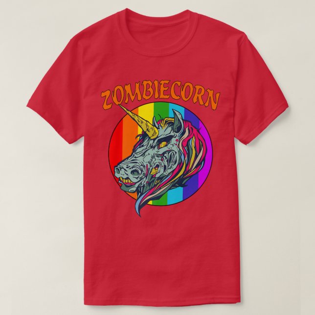 Camiseta Zombiecorn Zombie Unicorn Halloween Costume Rainbo (Frente do Design)