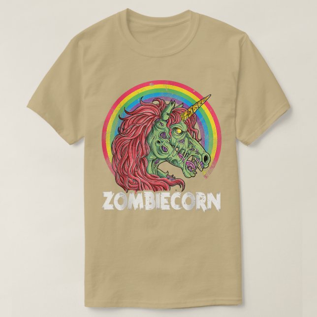 Camiseta Zombiecorn Zombie Unicorn Halloween Girls Rainbow (Frente do Design)