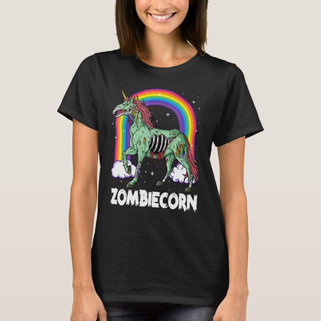 Camiseta Zombiecorn Zombie Unicorn Halloween Women Girls Ra (Frente)