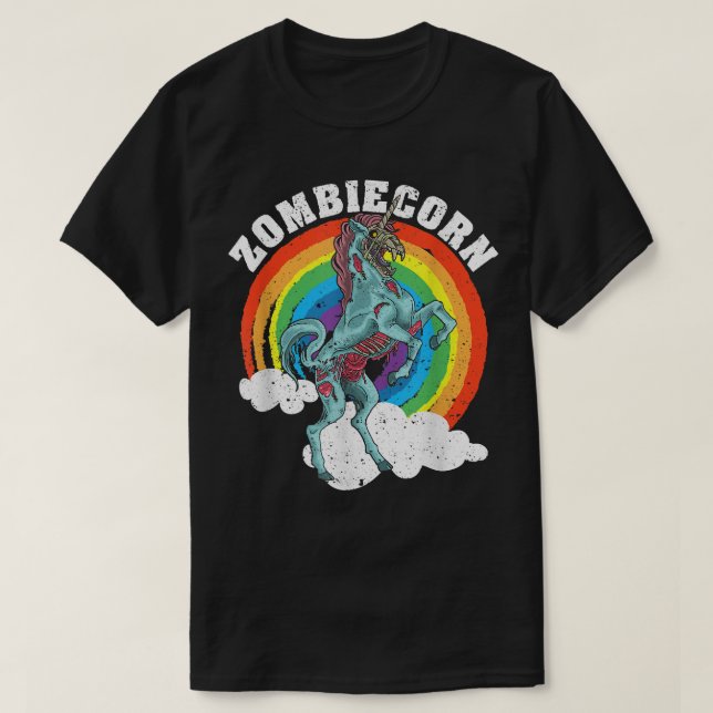Camiseta Zombiecorn Zombie Unicorn lança animal de Hallowee (Frente do Design)