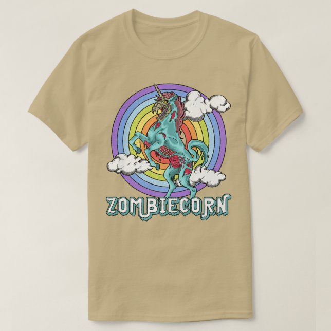 Camiseta Zombiecorn Zombie Unicorn Rainbow Scary Engraçado  (Frente do Design)