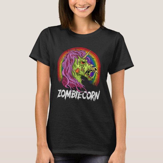 Camiseta Zombiecorn Zombie Zombie Unicorn Halloween (Frente)