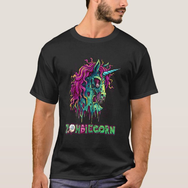 Camiseta Zombiecorn Zombie Zombie Unicorn Halloween (Frente)