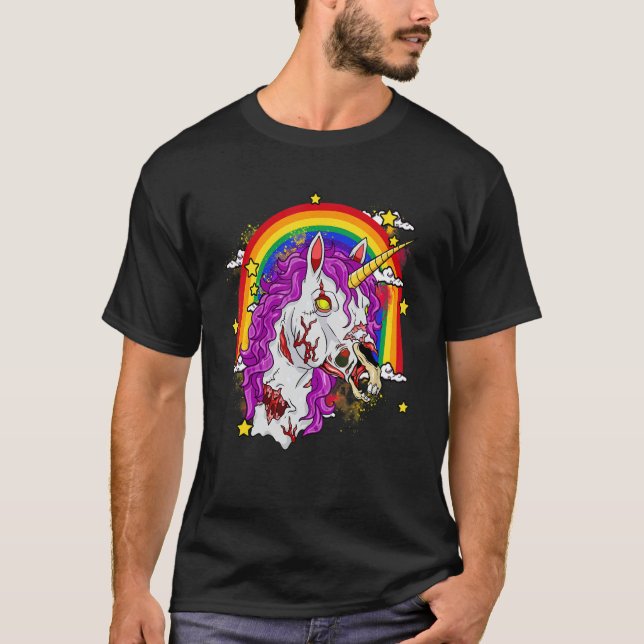 Camiseta Zombiecorn Zombie Zombie Unicorn Halloween (Frente)