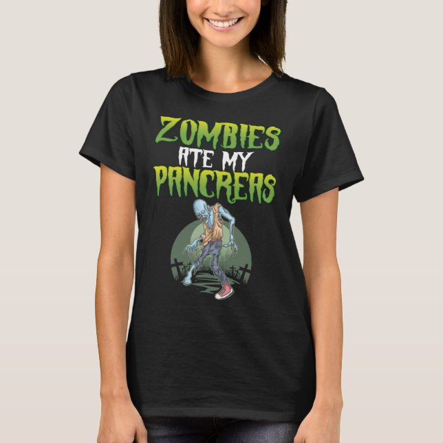 Camiseta Zombies Ate My Pancreas Diabetes Awareness Hallowe (Frente)