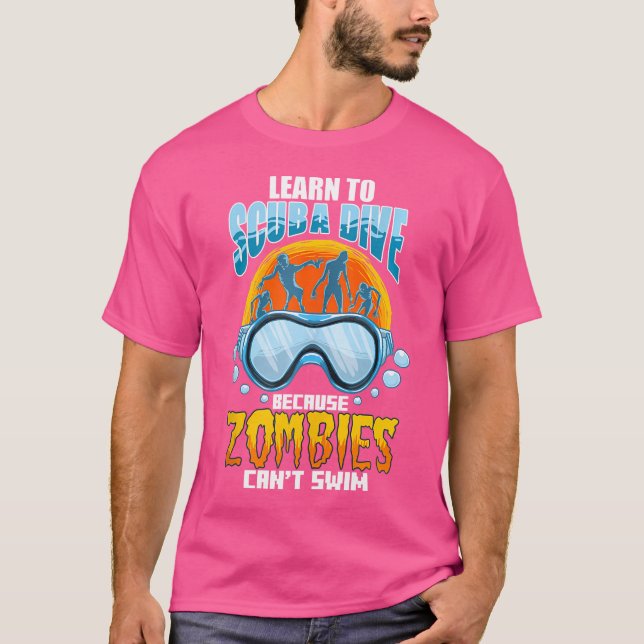 Camiseta Zombies Can'T Swim Funny Underwater Scuba Diving D (Frente)