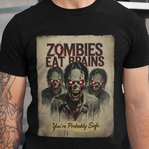 Camiseta Zombies Comem Cérebros Vintage Teto Humor Hallowee