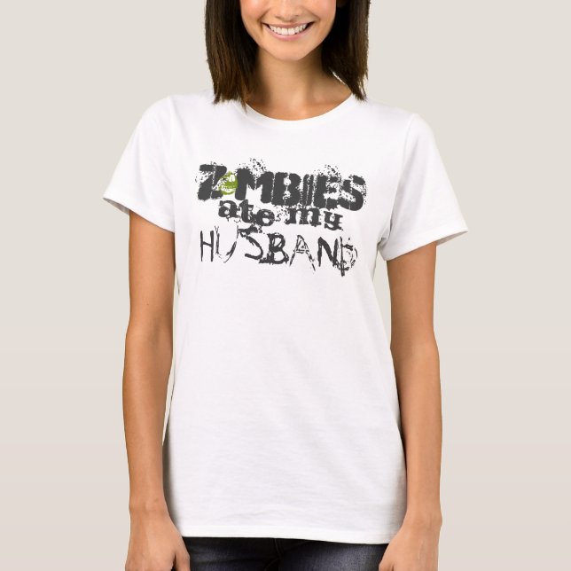 Camiseta Zombies Comeu Meu Marido Bella Círculo Fluido em C (Frente)