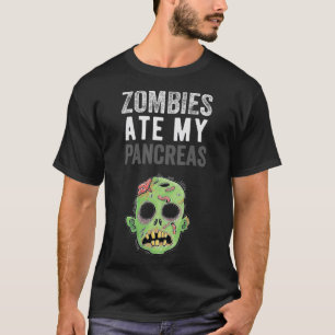 Camiseta Zombies Comeu Minha Pancreia Diabetes Garota Mulhe