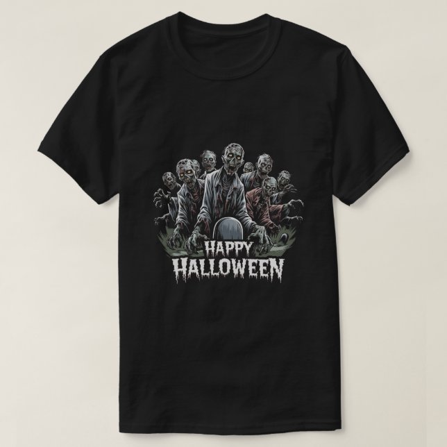 Camiseta Zombies: Feliz Dia das Bruxas (Frente do Design)