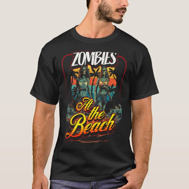 Camiseta Zombies Horrorrosos Retro Mortos na Praia Sun Su (Frente)