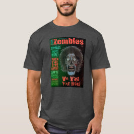 Camiseta ZOMBIES Mortos Queremos Seu Cérebro Texto Laranja