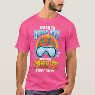 Camiseta Zombies Não Podem Nadar Piadas De Mergulho Subaquá