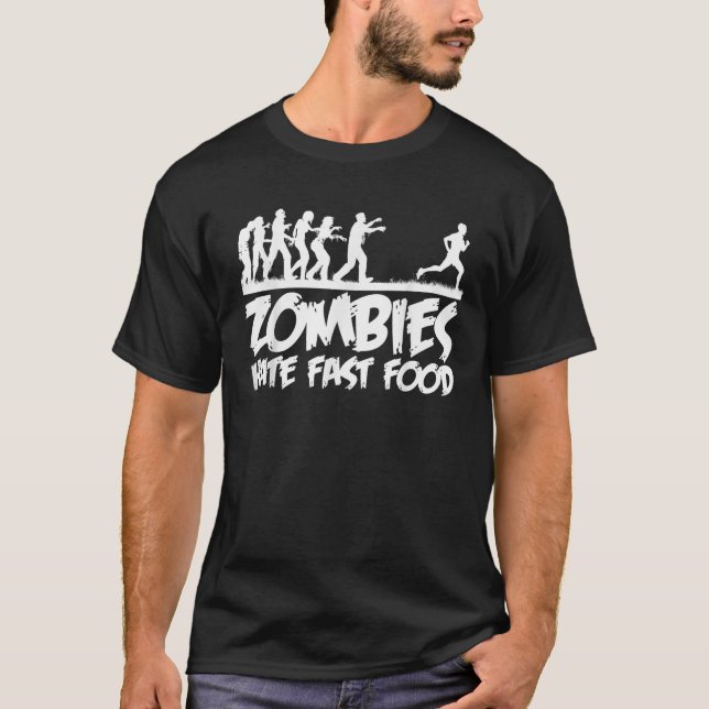 Camiseta Zombies Odeia Dia de as Bruxas engraçado de Comida (Frente)