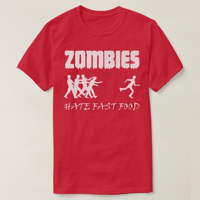 Camiseta Zombies Odeiam o Dia de as Bruxas engraçado Zombie (Frente do Design)