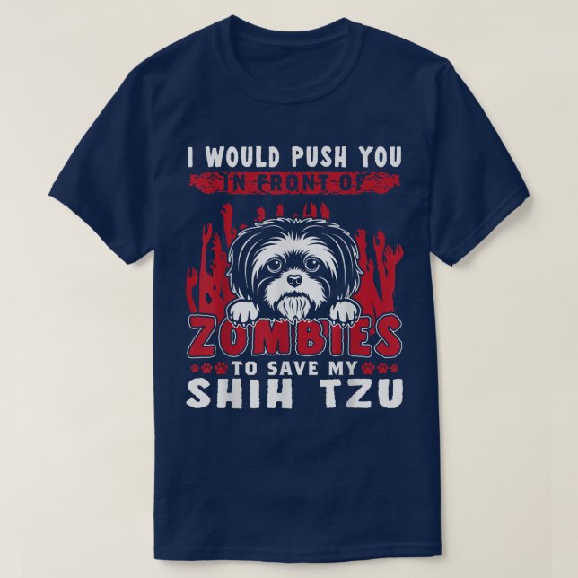 Camiseta Zombies Para Salvar Meu Cão Dia de as Bruxas engra (Frente do Design)