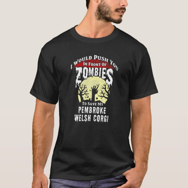Camiseta Zombies Pembroke Welsh Corgi Spooky Halloween   (Frente)