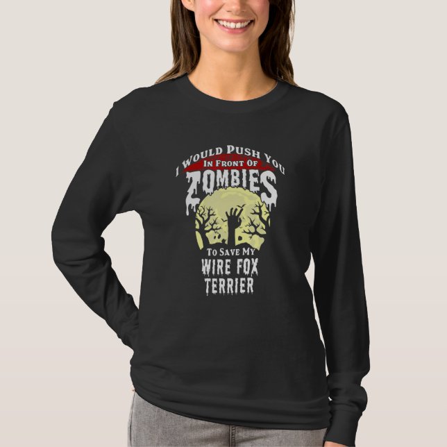 Camiseta Zombies Wire Fox Terrier Assustador Halloween (Frente)