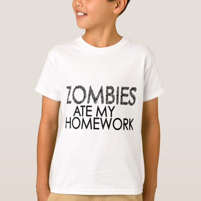 Camiseta Zombis em meus trabalhos de casa (Frente)