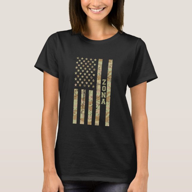 Camiseta Zona Arizona Region Desert Camo Distressed America (Frente)