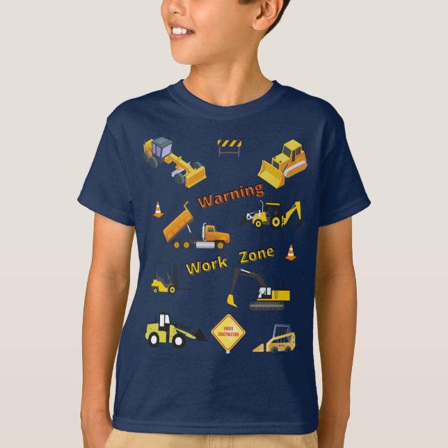 Camiseta Zona de Trabalho de Aviso de Construção (Frente)