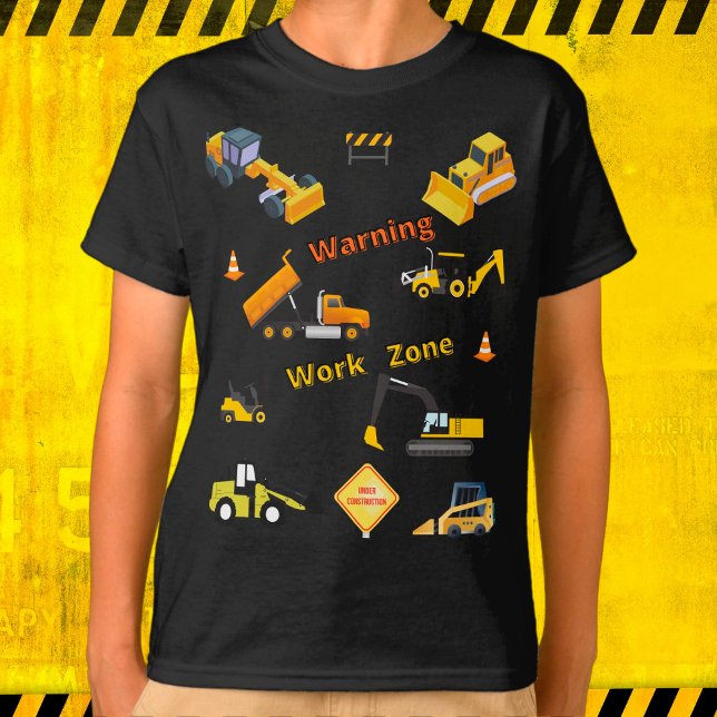 Camiseta Zona de Trabalho de Aviso de Construção (Criador carregado)