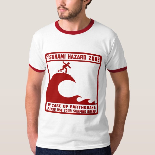 Camiseta Zona do perigo do tsunami (Frente)