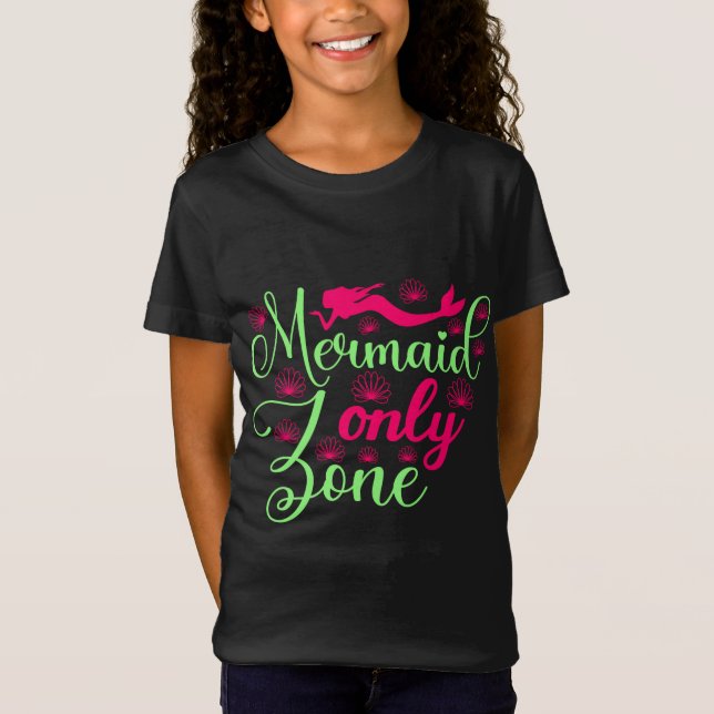 Camiseta Zona Somente Sereia de Rosa Quente e Neon Verde (Frente)