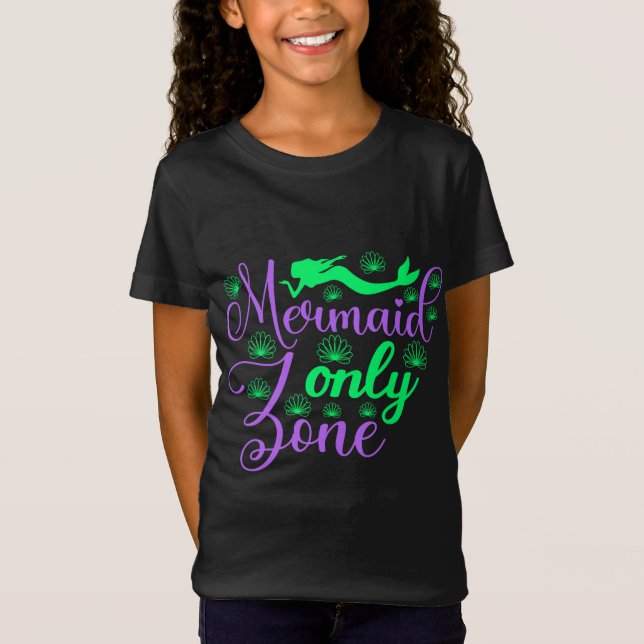 Camiseta Zona Somente Sereia em Neon Verde e Roxo (Frente)