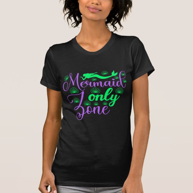 Camiseta Zona Somente Sereia em Neon Verde e Roxo (Frente)