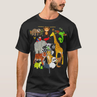 Camiseta Zoo Animais de Festa de aniversário Selvagem Zoo D