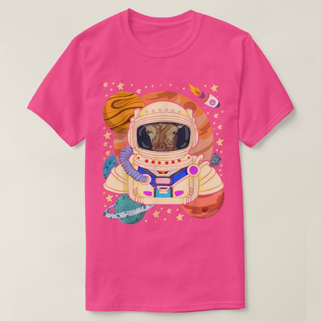 Camiseta Zoo Animal Africa Giraffe Space Scientist Rockets (Frente do Design)