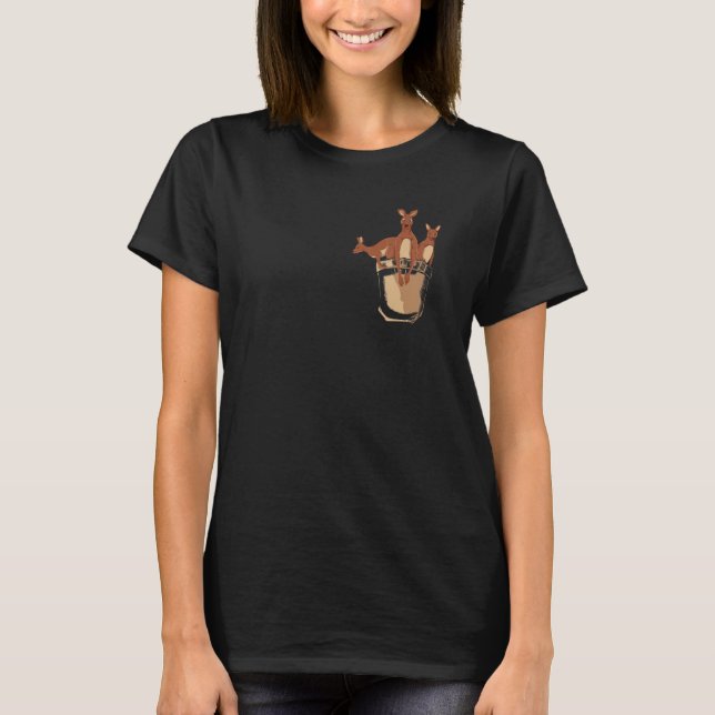 Camiseta Zoo Animal da Austrália Animal Cute Pocket Kangaro (Frente)