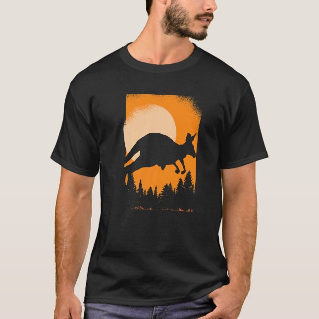 Camiseta Zoo Animal da Austrália - Retro Kangaroo (Frente)