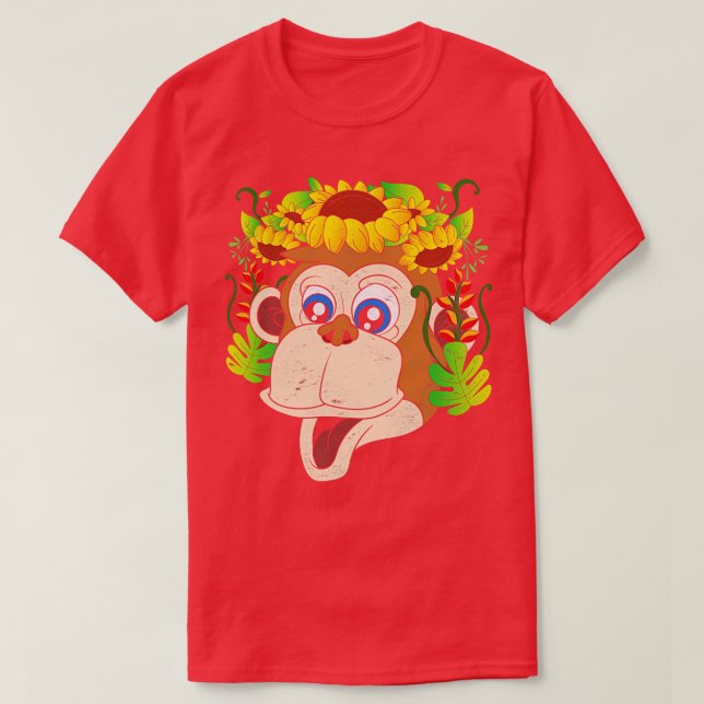 Camiseta Zoo Animal Floral Macaco (Frente do Design)