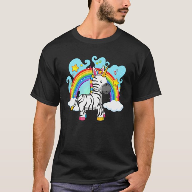Camiseta Zoo Animal Rainbow Zebracorn Fantasy Unicorn Zebr (Frente)