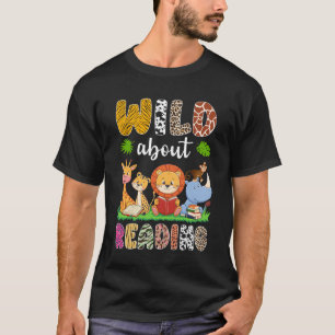 Camiseta Zoo Animal Selvagem Sobre Leitura De Livros Leitor