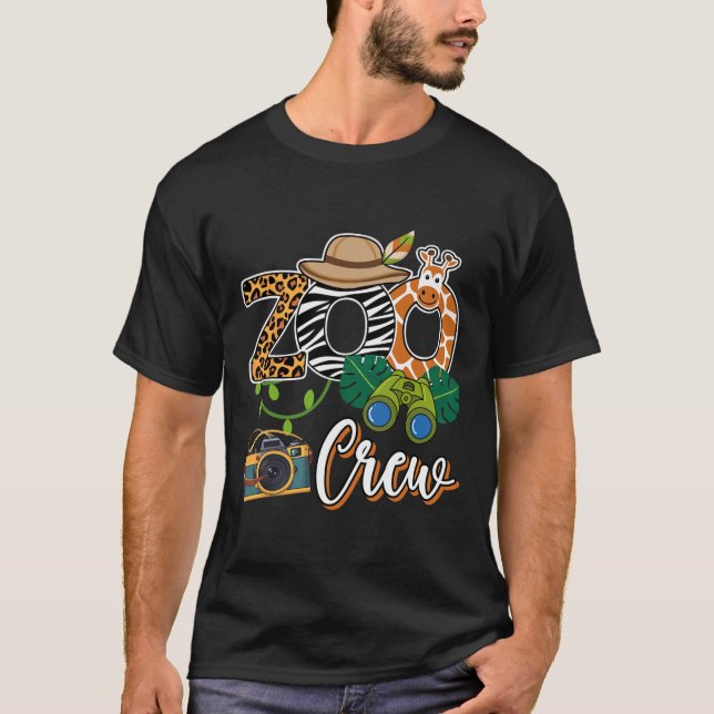 Camiseta Zoo Giraffe Crew Safari Animal Zoo Crianças Fie (Frente)