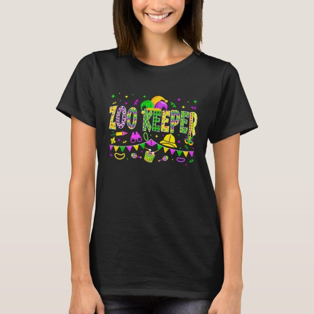 Camiseta Zoo Keeper Mardi Gras Partido Carnaval Mulheres Ho (Frente)
