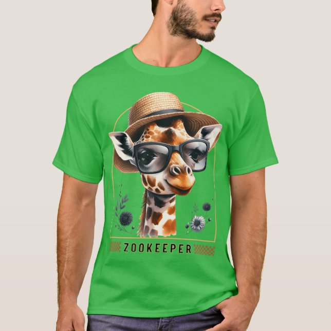 Camiseta Zookeeper Giraffe Safari Zoo Keepeer - print (Frente)