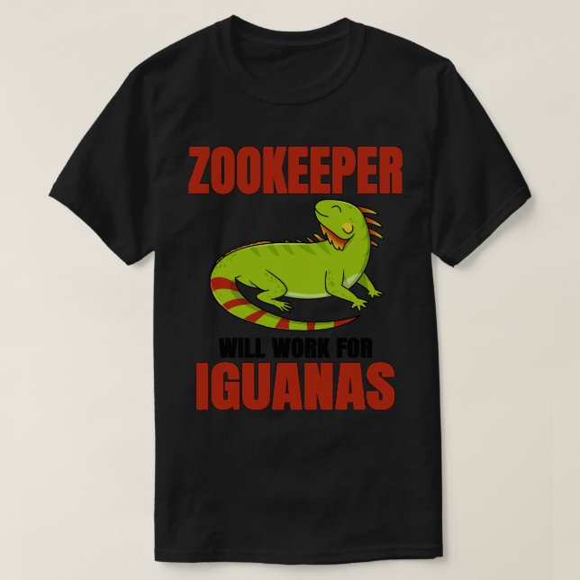 Camiseta Zookeeper Trabalhará Para Iguanas (Frente do Design)